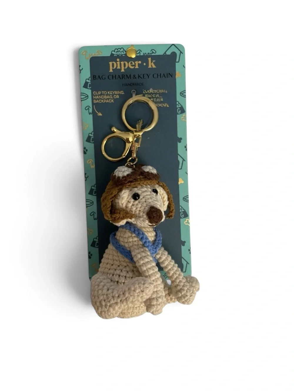 Piper Crochet Dog Charm Key Chain - New - Dog Lover